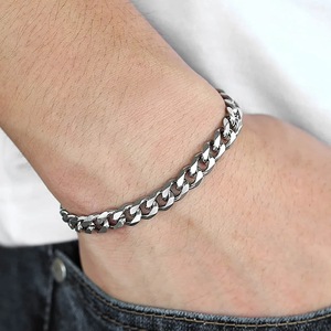 Bracelet chaîne <span class=keywords><strong>gourmette</strong></span> tendance hip-hop en acier inoxydable doré et argenté, inaltérable, pour hommes et femmes, 3 mm et 5 mm, bijoux de mode transfrontaliers - Product Image 2