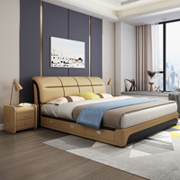 Lit King Size Moderne de Luxe avec Cadre en Cuir Confortable et Rembourrage Doux avec Tiroirs Meubles de Chambre à Coucher pour Adultes