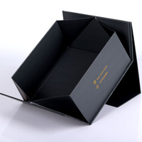Boîte de papier cadeau magnétique noir de luxe avec logo personnalisé boîtes d'emballage rigide et pliable recyclables avec couvercle magnétique