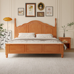 Country Style American <b>Solid</b> <b>Wood</b> Double Bed 1.8m Storage Platform Bed Master Bedroom Furniture - Product Image 2
