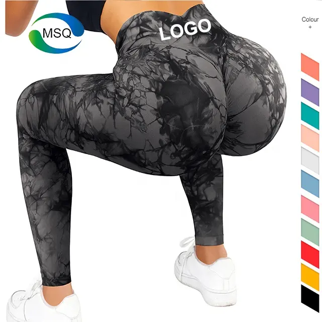 Logo personalizzato Activewear Yoga Pants Para Mujer Workout collant vita alta donna Tie Dye Seamless Scrunch Butt Leggings per le donne