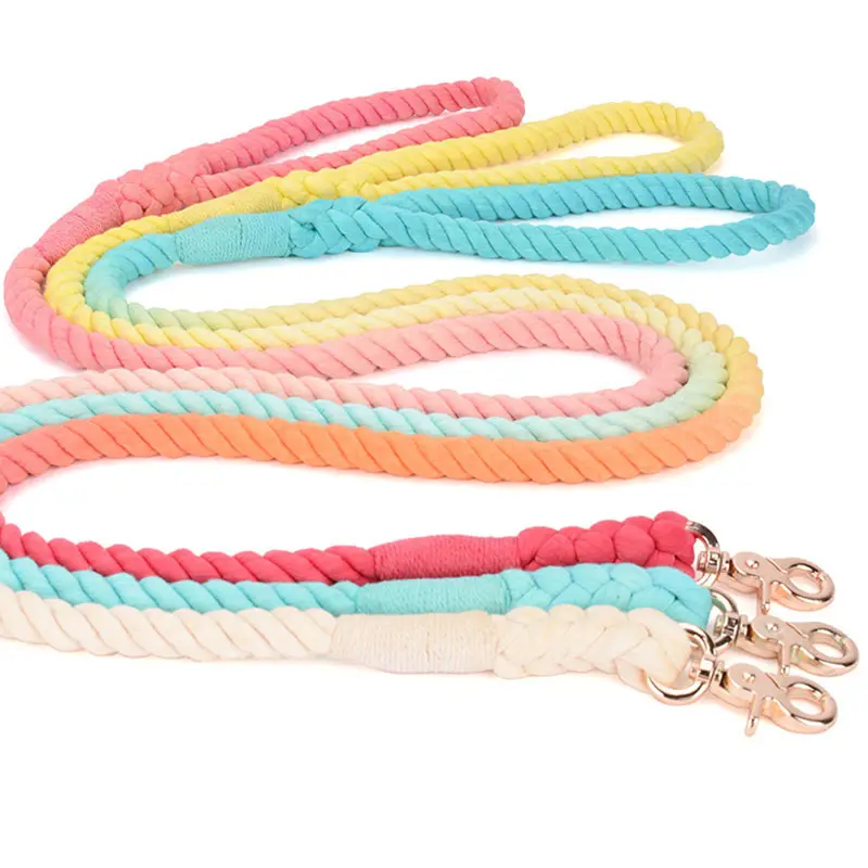 Sublimation Luxury Designer Colorful Cotton Rope China Braided Dog Training Charm Leashes Spring Manufacturers