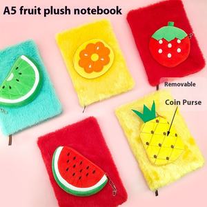 Cahier de fruits en peluche de dessin animé Kawaii pour enfants Cahier à fourrure Agenda quotidien Planificateur Journal <span class=keywords><strong>Livre</strong></span> avec porte-monnaie Cadeau d'anniversaire - Product Image 2
