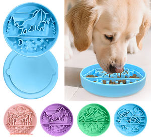 Özelleştirilmiş silikon yavaş besleyici köpek kase büyük açık havada tasarım ahşap aksan ile gıda sınıfı Pet zenginleştirme mama kabı - Product Image 1