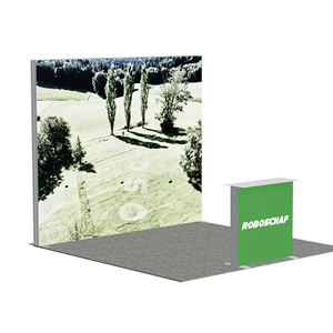 Stand de Exhibición Ecológico Personalizado de 3*3M con <span class=keywords><strong>Caja</strong></span> de <span class=keywords><strong>Luz</strong></span> SEG, Panel Trasero Grande Individual con Gráfico de Paisaje Verde - Product Image 1