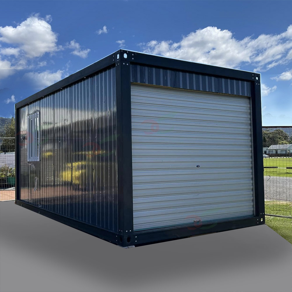 Prefabricated Container Garage Warehouse Steel Portable Modular Mobile Tiny Carport with Electric Roll up Door