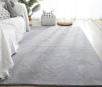 Wohnzimmer-Teppich mit Kaninchenfell, Einfarbig, Maschinenwaschbar, Plüsch-Bodenmatte für Schlafzimmer und Esszimmer