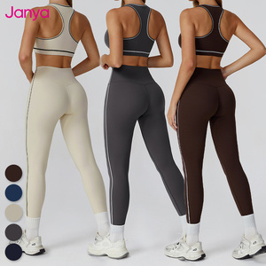 Set da Yoga Traspirante Color Block Janya con Reggiseno Sportivo Vogatore, Giacca con Zip e Leggings a Vita Alta per Donna, Completi per Palestra e Fitness - Product Image 1