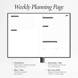 Agenda quotidien et organisateur de vie, gestion du temps, carnet à couverture rigide en cuir végétalien, non daté, planificateur horaire de 6 mois, journal - Product Image 4