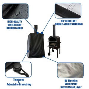 Housse <span class=keywords><strong>de</strong></span> barbecue en tissu Oxford imperméable et respirant avec ourlet à cordon <span class=keywords><strong>de</strong></span> serrage pour four à pizza au <span class=keywords><strong>bois</strong></span> avec système <span class=keywords><strong>de</strong></span> cheminée intégré - Product Image 5
