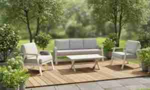 Bộ ghế sofa ngồi sâu ngoài trời hiện đại 5 người với tay vịn bằng gỗ Tếch không thấm nước đệm Polyester Khung nhôm bền - Product Image 5