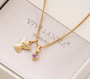 Collana Angelo Custode con Cuore e Pietra Portafortuna, Collane Personalizzate con Nome, Regalo per Bambini - Product Image 4