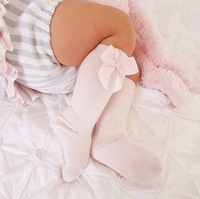Chaussettes longues en coton peigné avec nœud papillon pour bébé et enfant de 0 à 5 ans