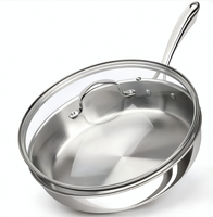 Nouvelle poêle à frire en acier inoxydable tri-couches, poêle en acier inoxydable pour petite cuisinière, chauffe uniforme, compatible induction, sans PFOA