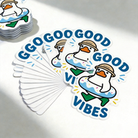 Pegatina de vinilo personalizada con logo, calcomanía de vinilo de pato con contorno audaz de dibujos animados, impermeable, autoadhesiva, troquelada individualmente.
