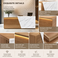 Comptoir de réception en bois et marbre sur mesure avec éclairage LED intégré pour hôtel et salon de beauté