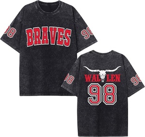 High Quality 300gsm Heavyweight Cotton Acid Washed T Shirt Custom Logo Oversized Vintage Streetwear Plain Shirts - Product Image 1