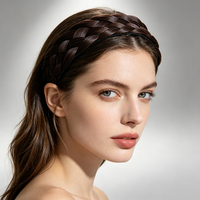 Serre-tête tressé à 5 brins en forme d'arête de poisson fait main pour femme, large et épais, accessoire capillaire d'été pour volume au dessus de la tête