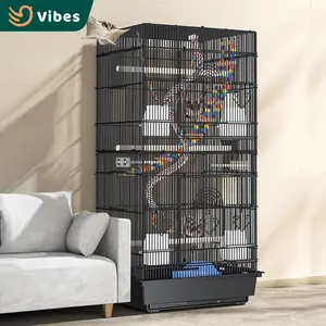 High Quality 0.8cm Wire Spacing Metal Wire Luxury Chinchilla Cage Pet Squirrel Cages Square Flat Top Bird Cage For Sale