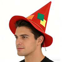 Chapeau de sorcier pointu, chapeau de costume avec patch de couleur, chapeau de sorcière en feutre unisexe pour adulte, pour Halloween/Cosplay/fête magique/jeu de rôle fantastique