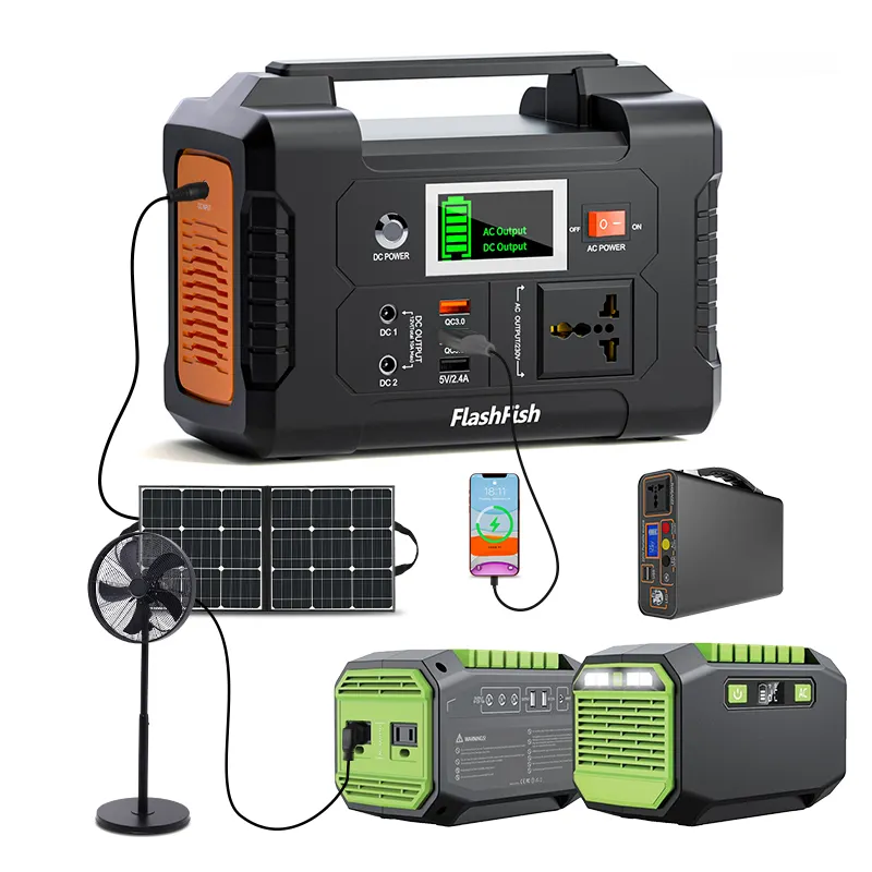 FF Flashfish Generator Surya Portabel, Penyimpan Energi Lithium 200W Kecil Harga Murah