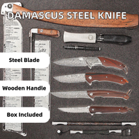 Couteau pliant de qualité supérieure en acier Damas, lame pointue, qualité industrielle, manche en bois, utilitaire, chasse, camping, 17,8-20,5 cm, OEM, cadeau