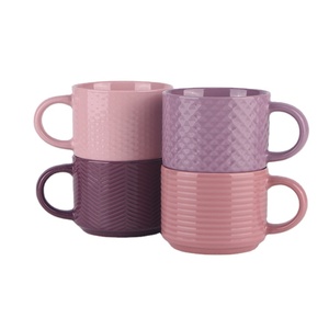 Sản Phẩm Bán Chạy Nhất 2020 Ở Châu Âu Đầy Màu Sắc Galzed Nổi Stackable Gốm Coofee Mugs Với Xử Lý - Product Image 1