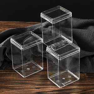 Boîte de rangement carrée multifonctionnelle en plastique transparent avec couvercle, empilable, pour aliments et petits accessoires - Product Image 1