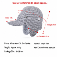 Casquette de baseball tricotée personnalisée avec logo, avec protège-oreilles, bonnet côtelé chaud d'hiver, casquette à visière doublée en peluche pour hommes et femmes