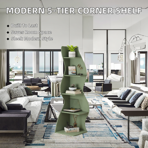 Moderno Estante de Pared de Madera de 5 Niveles, Elegante Estante de Almacenamiento para Sala de Estar Pequeña - Product Image 4