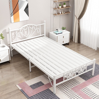 Lit pliant moderne et minimaliste, simple/double, portable, avec cadre en fer renforcé et épaissi, mobilier de maison pour dortoir et location
