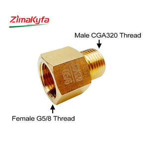 Adaptateur de réservoir en laiton doré Zimakyfa CO2 G5/8 CGA320, convertisseur de type broyeur, connecteur de cylindre, régulateur, garantie 1 an - Product Image 2