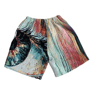 Shorts en <span class=keywords><strong>tissu</strong></span> jacquard polyester/coton personnalisés avec <span class=keywords><strong>peinture</strong></span> sur les yeux, taille élastique, mi-longueur, respirants, tendance, tissés - Product Image 6