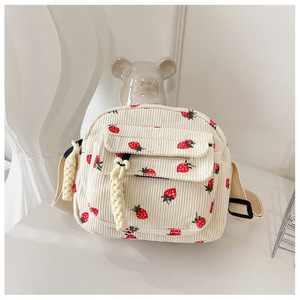 Bolso de terciopelo estilo coreano para mujer, nuevo modelo 2025, estampado de fresas, bandolera informal para mujer - Product Image 2