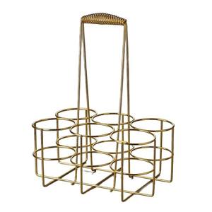 Plateau à bière en or rose pour 6 bouteilles, support en fil de fer, pour service de boissons en zone de restauration, hôtel, style simple, poignée en fil de fer - Product Image 5