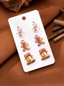 3 जोड़े प्यारे कुत्ते बिल्ली हाइलैंड गाय स्टड डंगल कान महिलाओं को सर्दियों के क्रिसमस कान के सामान जानवर पैटर्न ड्रॉप डिजाइन - Product Image 5