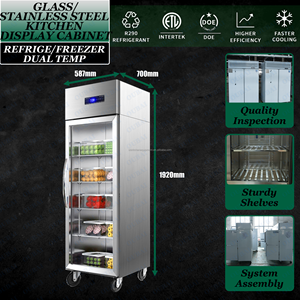 Réfrigérateur de cuisine à refroidissement direct à 1 porte, porte en verre, acier inoxydable, réfrigérateur commercial pour restaurant - Product Image 4