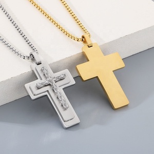 Collana a croce tridimensionale multistrato di vendita calda catena creativa europea americana retrò in acciaio inossidabile Unisex - Product Image 3