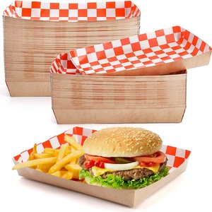 Plateau en papier recyclable pour chiens chauds, impression de Logo personnalisé, biodégradable, jetable, Kraft, pour la nourriture - Product Image 6