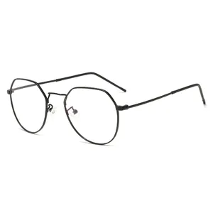 2021 Nieuwkomers Frames Blauw Licht Blokkerende Dames Brillen Ronde Doorzichtige Metalen Bril Tieners Reizen Dame Mannen Populair