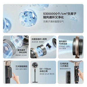 พัดลมหมุนเวียนอากาศ Airmate Golden Ring Pro 32 ระดับความเร็ว พร้อมระบบกรองอากาศอัจฉริยะด้วยอินเวอร์เตอร์ DC และประจุลบ สำหรับบ้านและสำนักงาน - Product Image 4
