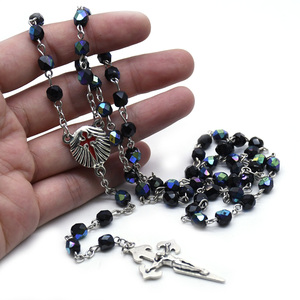<span class=keywords><strong>Rosario</strong></span> Santiago Fatto a Mano con Perle di Cristallo, <span class=keywords><strong>Collana</strong></span> con Croce e Maria per Chiesa, Cattolicesimo, Regalo Cristiano, Vendita all'Ingrosso - Product Image 5