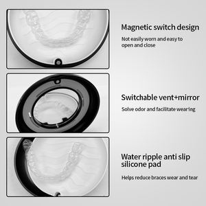 กล่องเก็บฟันปลอมแบบพกพา พร้อมช่องระบายอากาศแบบกระจก ฝาปิดแม่เหล็ก สำหรับใส่รีเทนเนอร์และอุปกรณ์จัดฟัน - Product Image 4