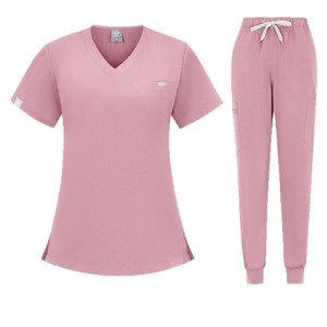 V-Neck Scrub Set Women Moisture Wicking Split Uniform Medical Lab Workwear Hospital Uniforms - Product Image 5