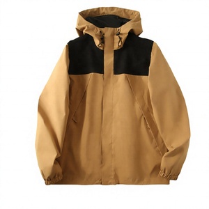 Men's Hooded <b>Waterproof</b> <b>Canvas</b> Bomber Jacket Formal Color Blocking Design Autumn Outdoor Wear Quick Dry Breathable Polyester - Product Image 1