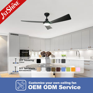 1stshine Ventilateur de plafond à LED Noir ABS Lames DC Moteur en cuivre Ventilateur de plafond intelligent à distance avec lumière LED - Product Image 4
