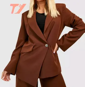 TUOYI autumn 100% cotton women's suits loose oversize blazers coats women's suits for fat ladies