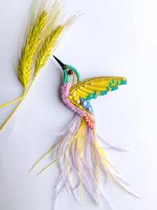 เข็มกลัดนกฮัมมิงเบิร์ดปักเข็มกลัดนกสีรุ้งเข็มกลัดลูกปัดของขวัญสำหรับคนรักนกเครื่องประดับแฟชั่น - Product Image 2