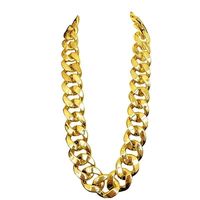 Collier à grosse chaîne en plastique doré, sans décoloration, pour homme riche, accessoire de performance hip-hop, socialite, super épais et exagéré