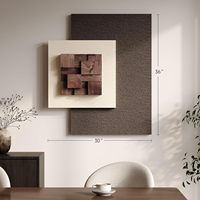Art mural géométrique minimaliste moderne abstrait beige brun texturé 3D carré grand format pour salon, couloir, salle à manger, chambre